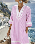 Women's Striped Summer Mini Dress – Short Sleeve Relaxed Dress