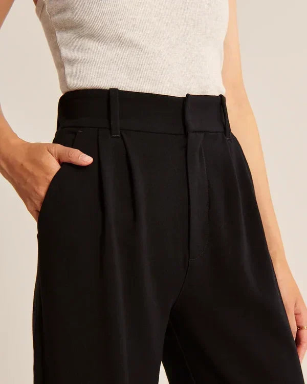 Women's Pleated Wide Leg Pants – High Waist Flowy Dress Trousers