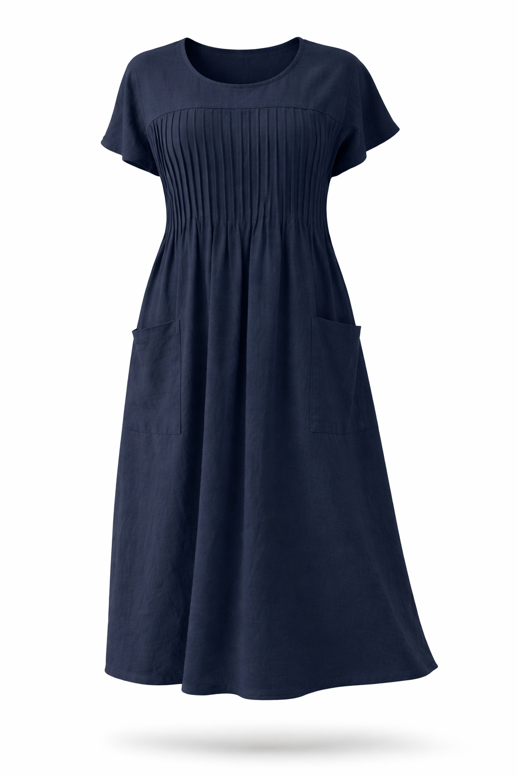 Women's Relaxed Pocket Midi Dress – Long Sleeve Casual Day Dress