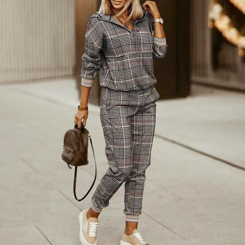 Women's Plaid Shacket Set – Button Front Jacket & Trouser Co-Ord
