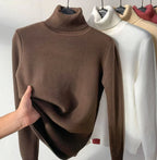 Women's Warm Lined Sweater – Long Sleeve Winter Knit Pullover