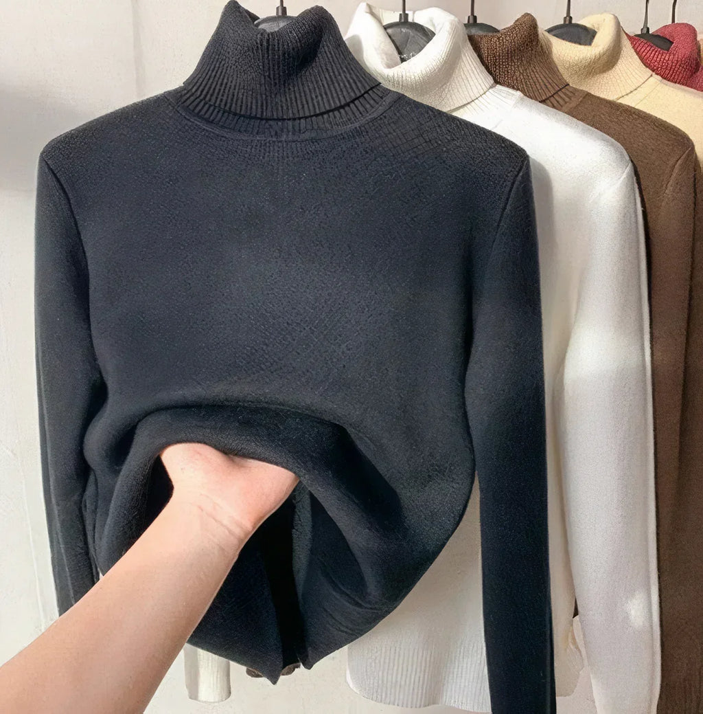 Women's Warm Lined Sweater – Long Sleeve Winter Knit Pullover