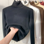 Women's Warm Lined Sweater – Long Sleeve Winter Knit Pullover