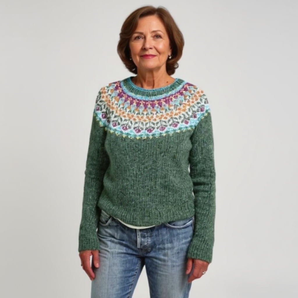 Women's Nordic Crew Neck Sweater – Icelandic Pattern Winter Pullover