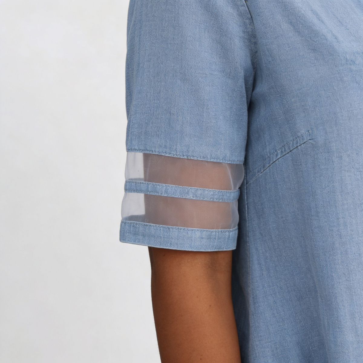 Women's Denim Look Shirt Dress – Long Sleeve Button Front Dress