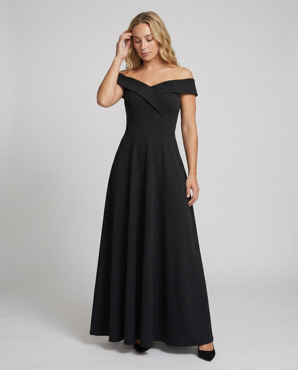 Women's Off-Shoulder Evening Maxi Dress – Fitted Formal Occasion Gown