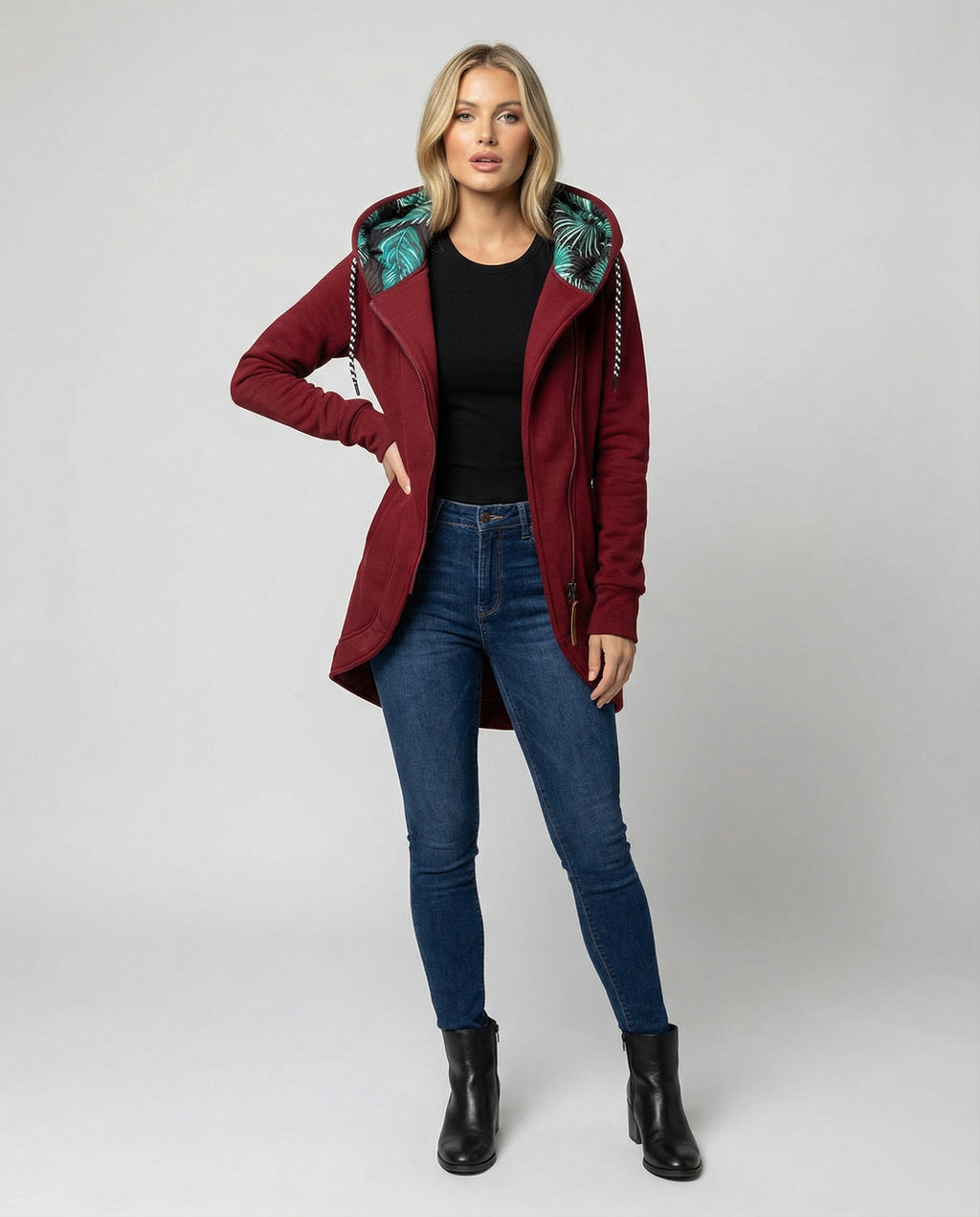 Women's Hooded Tailored Winter Jacket – Structured Cold Weather Coat