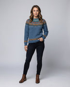 Women's Vintage Nordic Sweater – Icelandic Pattern Crew Neck Pullover