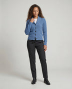 Women's Lapel Collar Knit Cardigan – Button Front Long Sleeve Cardigan