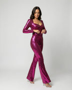 Women's Long Sleeve Sequin Jumpsuit – Fitted Cocktail Party Jumpsuit