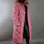 Women's Knee Length Winter Coat – Hooded Button Front Longline Coat