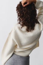 Women's Oversized Balloon Sleeve Sweater – Round Neck Knit Pullover
