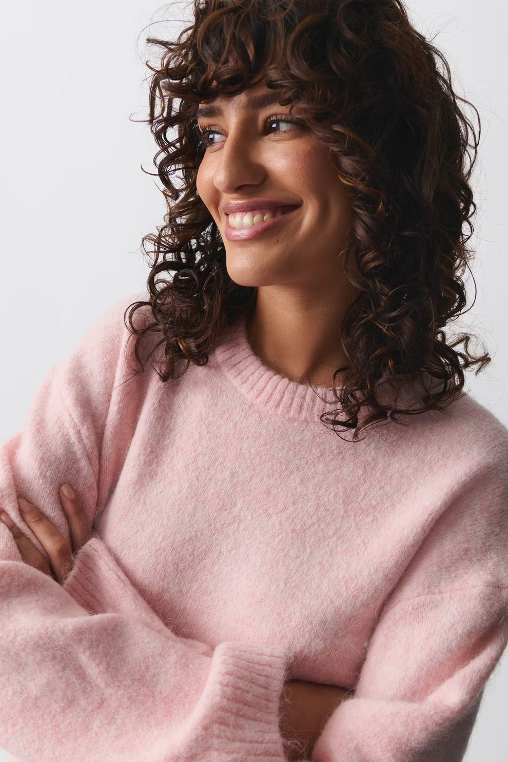 Women's Oversized Balloon Sleeve Sweater – Round Neck Knit Pullover