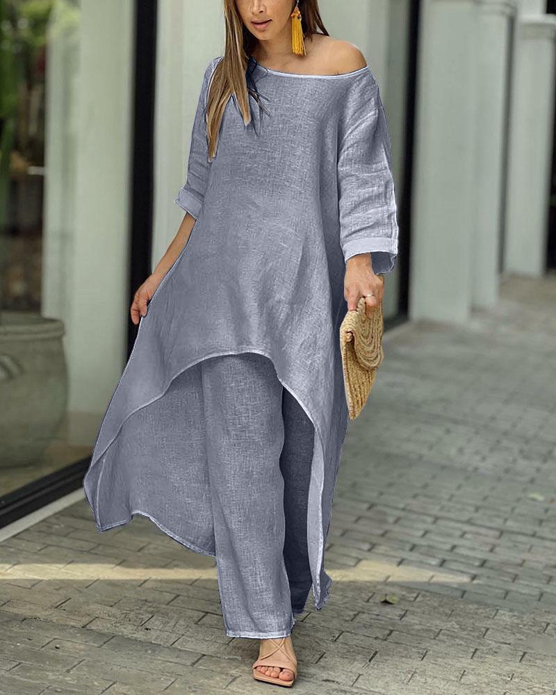 Women's Long Sleeve Leisure Set – Relaxed Top & Coordinated Pants