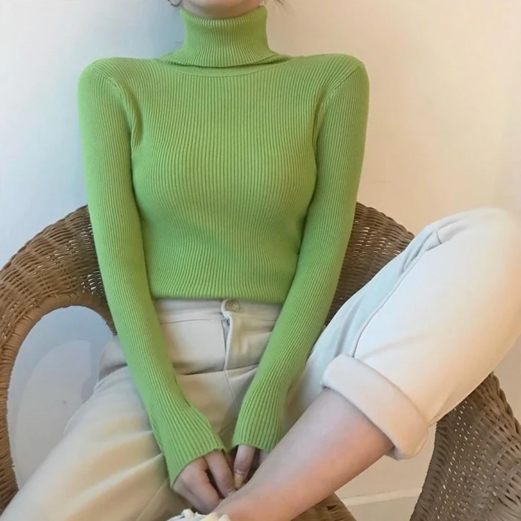 Women's Classic Roll Neck Sweater – Turtleneck Winter Knit Sweater