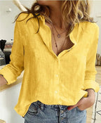 Women's Everyday V-Neck Blouse – Relaxed Long Sleeve Blouse