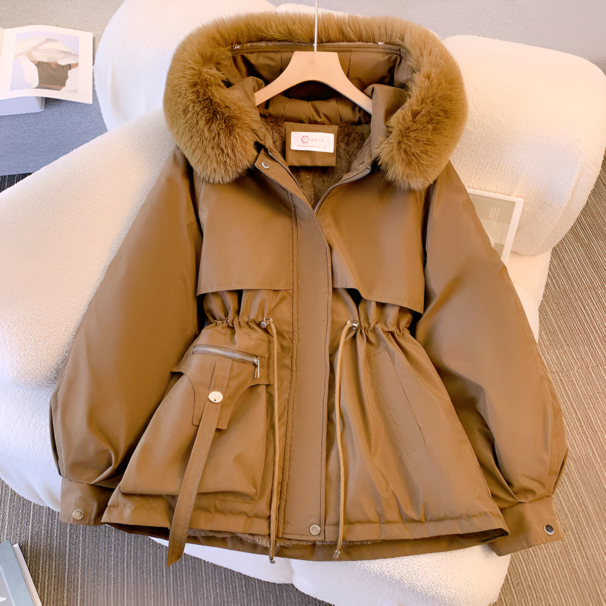 Women's Insulated Longline Coat – Hooded Cold Weather Winter Jacket