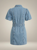 Women's Tailored Button Mini Dress – Short Sleeve Fitted Shirt Dress
