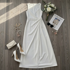 Women's Short Sleeve Wedding Guest Midi Dress – Fitted Formal Occasion Dress