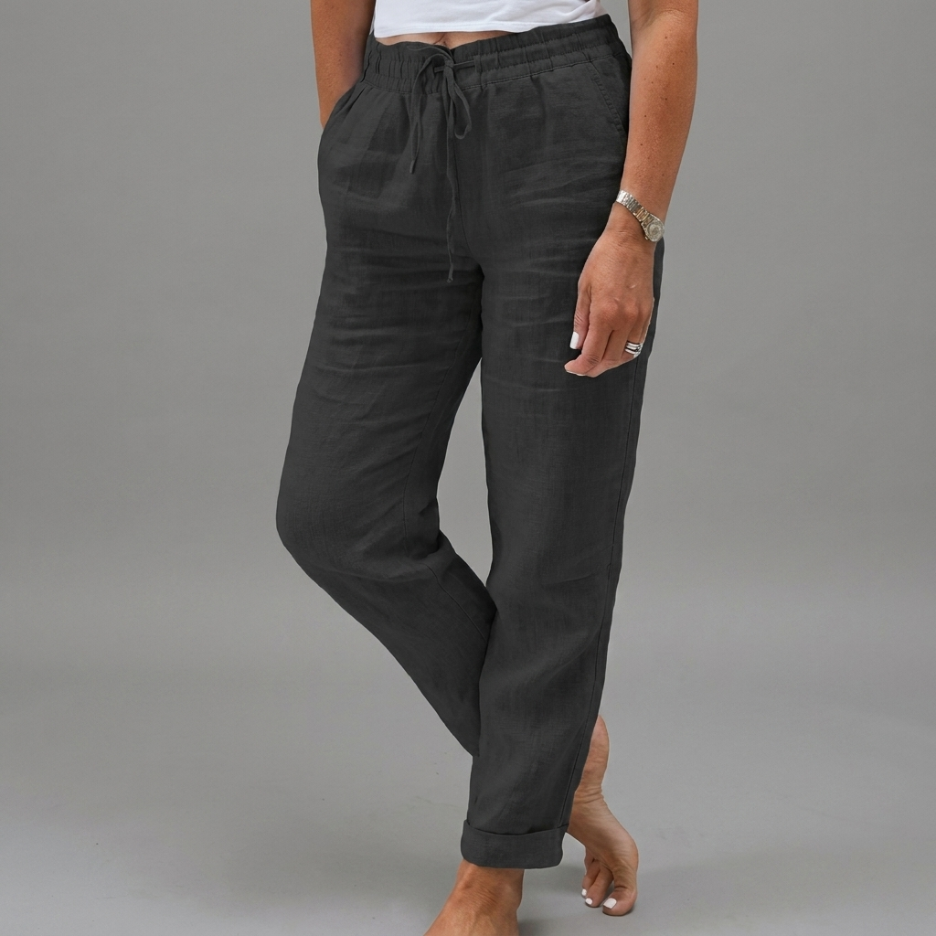 Women's Relaxed Pull-On Pants – High Waist Elastic Waist Casual Trousers