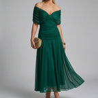 Women's V-Neck Printed Wedding Guest Maxi Dress – Flowy A-Line Formal Dress