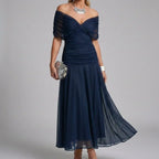 Women's V-Neck Printed Wedding Guest Maxi Dress – Flowy A-Line Formal Dress