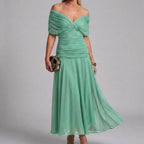 Women's V-Neck Printed Wedding Guest Maxi Dress – Flowy A-Line Formal Dress