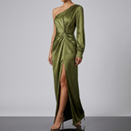 Women's One Shoulder Wedding Guest Dress – Asymmetrical Evening Occasion Dress