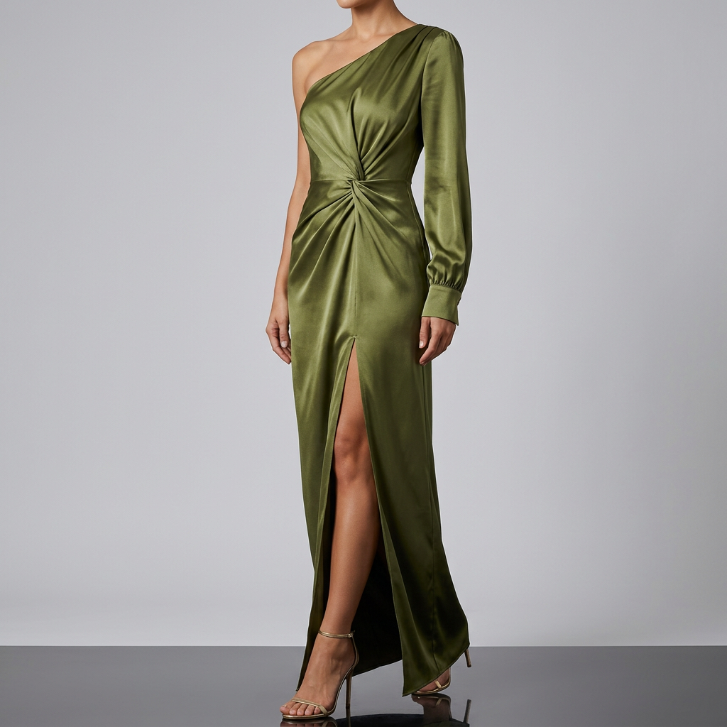 Women's One Shoulder Wedding Guest Dress – Asymmetrical Evening Occasion Dress