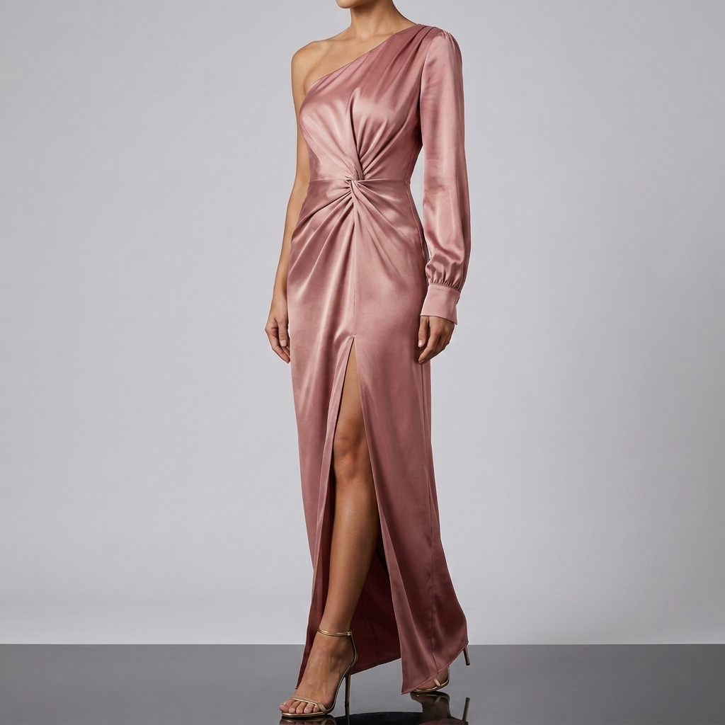 Women's One Shoulder Wedding Guest Dress – Asymmetrical Evening Occasion Dress