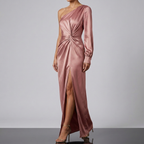 Women's One Shoulder Wedding Guest Dress – Asymmetrical Evening Occasion Dress