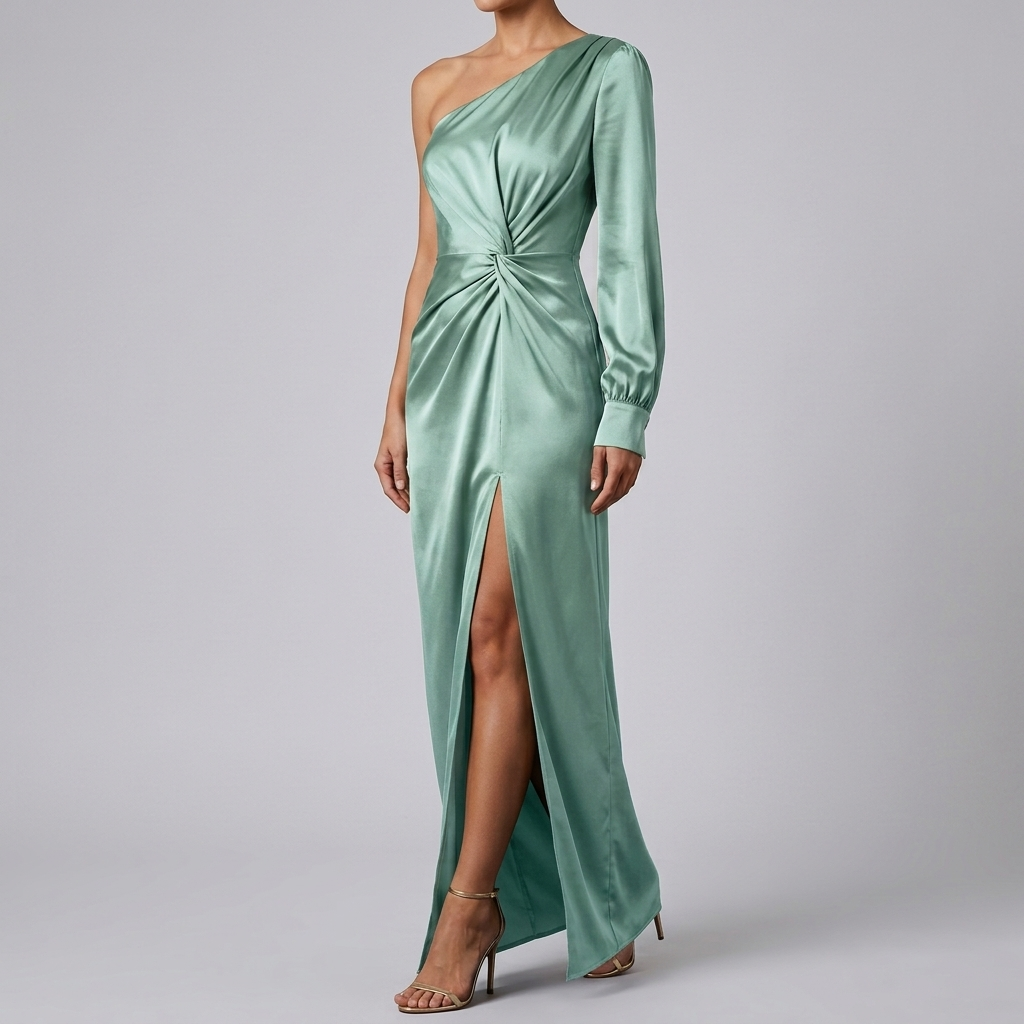 Women's One Shoulder Wedding Guest Dress – Asymmetrical Evening Occasion Dress