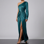 Women's One Shoulder Wedding Guest Dress – Asymmetrical Evening Occasion Dress