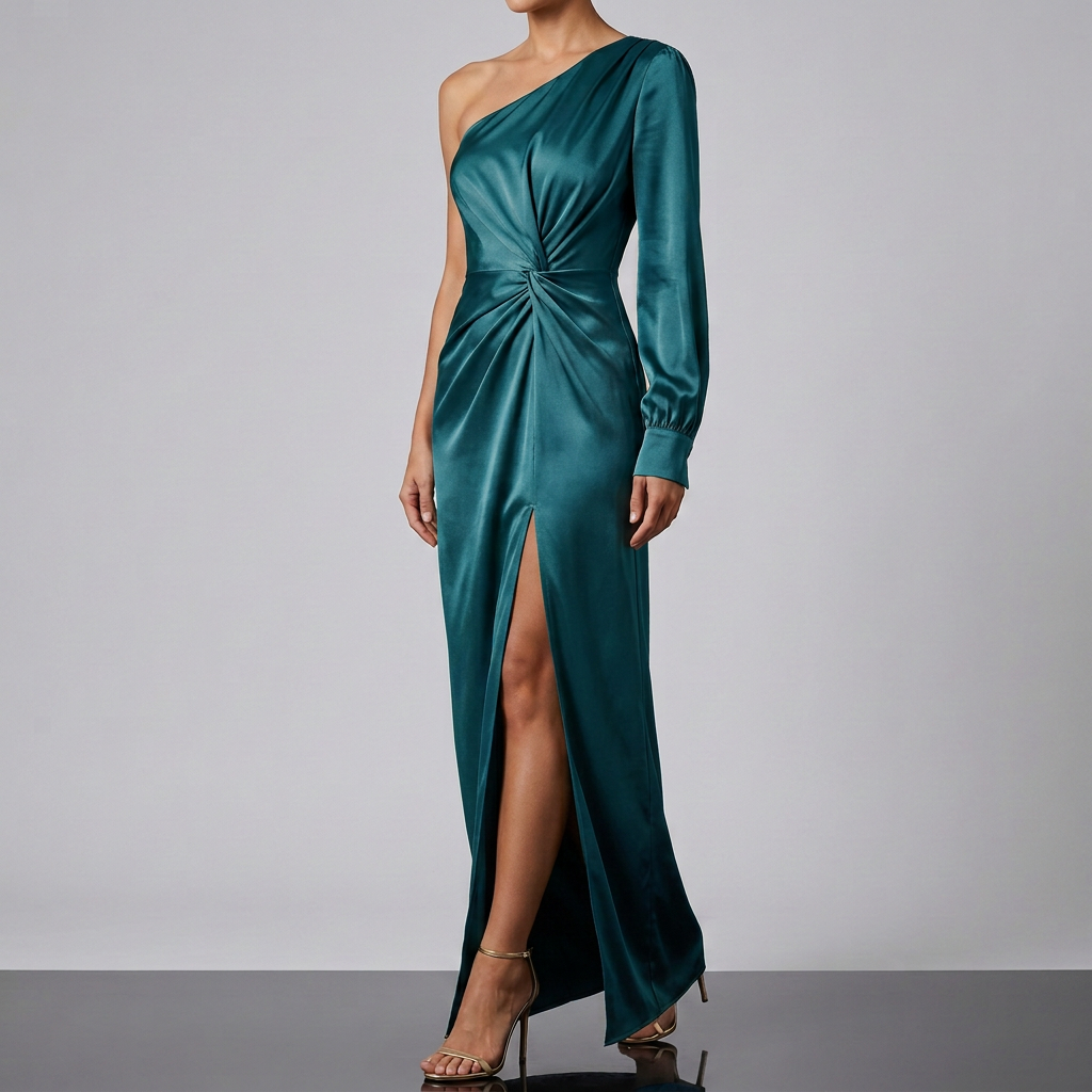 Women's One Shoulder Wedding Guest Dress – Asymmetrical Evening Occasion Dress