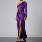 Women's One Shoulder Wedding Guest Dress – Asymmetrical Evening Occasion Dress