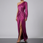 Women's One Shoulder Wedding Guest Dress – Asymmetrical Evening Occasion Dress
