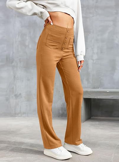Women's Stretch Tailored Pants – High Waist Straight Leg Everyday Trousers