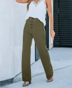 Women's Stretch Pull-On Pants – High Waist Elastic Waist Casual Trousers