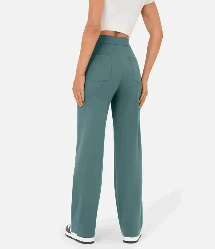 Women's Stretch Tailored Pants – High Waist Straight Leg Everyday Trousers