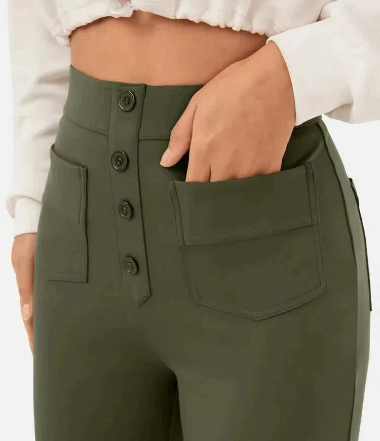 Women's Stretch Tailored Pants – High Waist Straight Leg Everyday Trousers