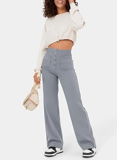 Women's Stretch Tailored Pants – High Waist Straight Leg Everyday Trousers