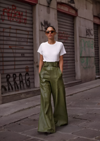 Women's Leather Look Pants – High Rise Moto Pants