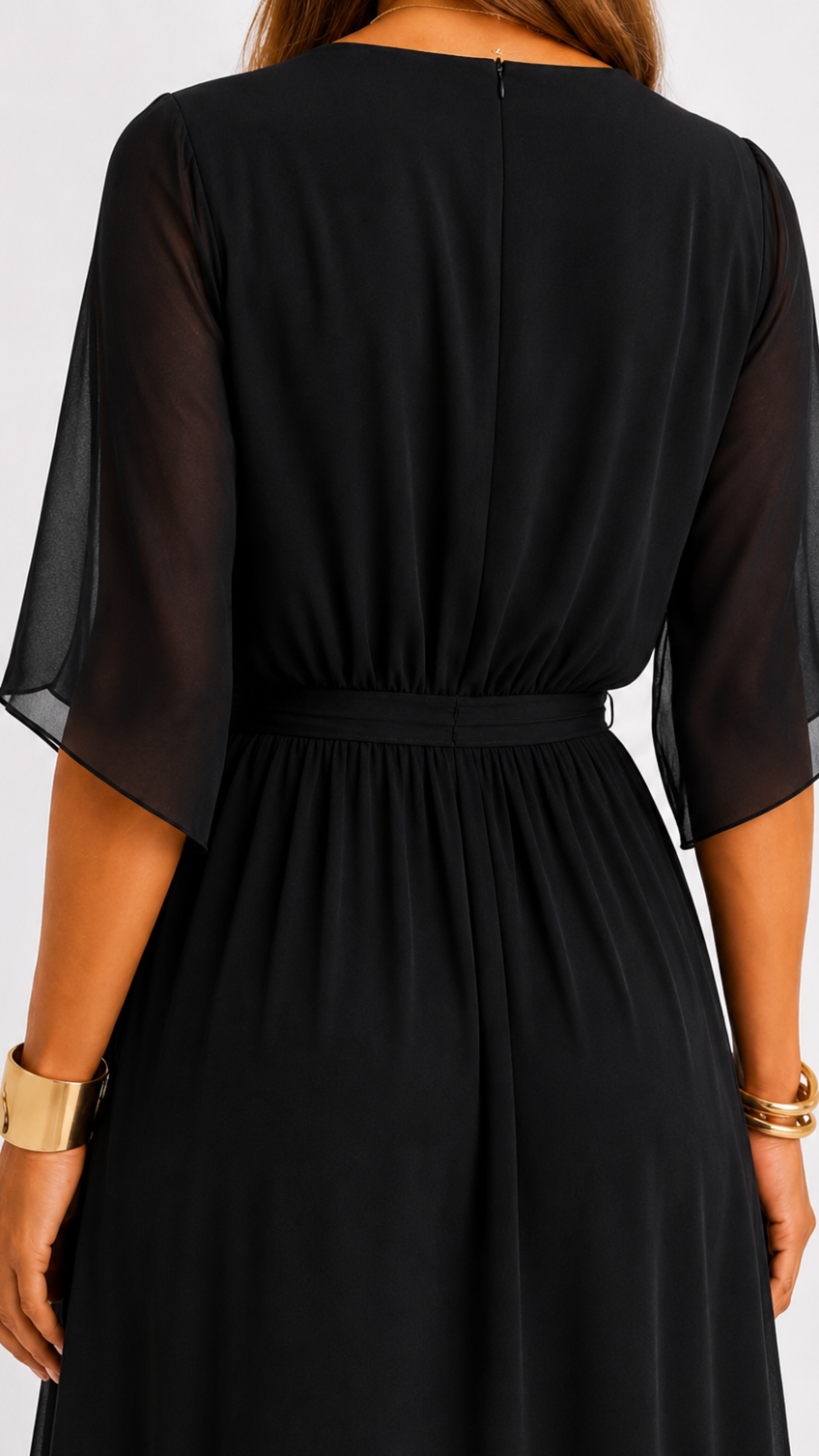 Women's Tie Waist V-Neck Wrap Dress – Flowy Cocktail Occasion Dress