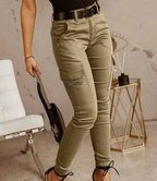 Women's High Waisted Tapered Cargo Pants – Casual Side Pocket Trousers