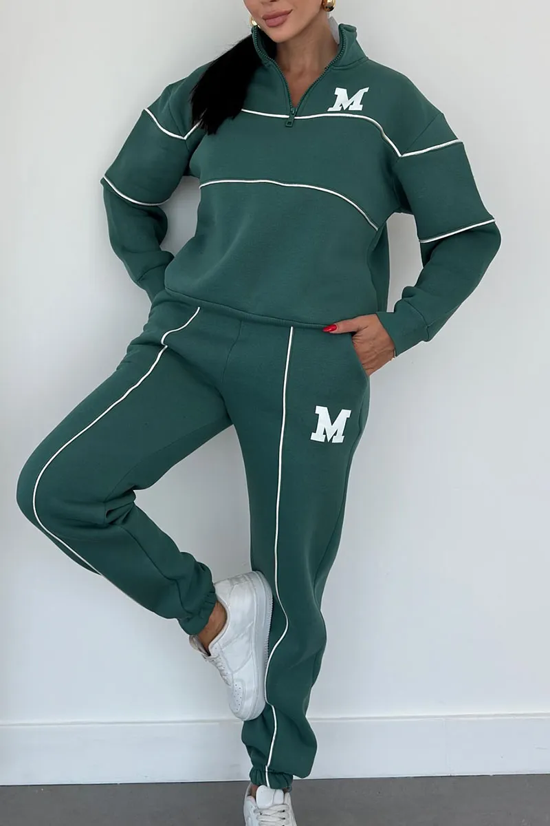 Women's Quarter Zip Tracksuit – Relaxed Jogger Lounge Set