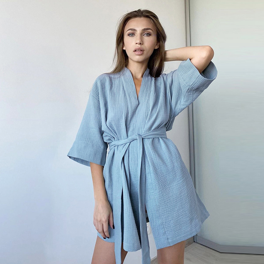 Women's Tie Waist Kimono Dress – Flowy Wrap Style Midi Dress