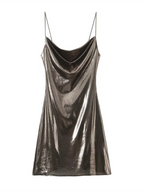 Alanah | Metallic Open Back Mini Dress with pockets