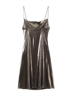 Alanah | Metallic Open Back Mini Dress with pockets