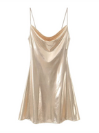 Alanah | Metallic Open Back Mini Dress with pockets