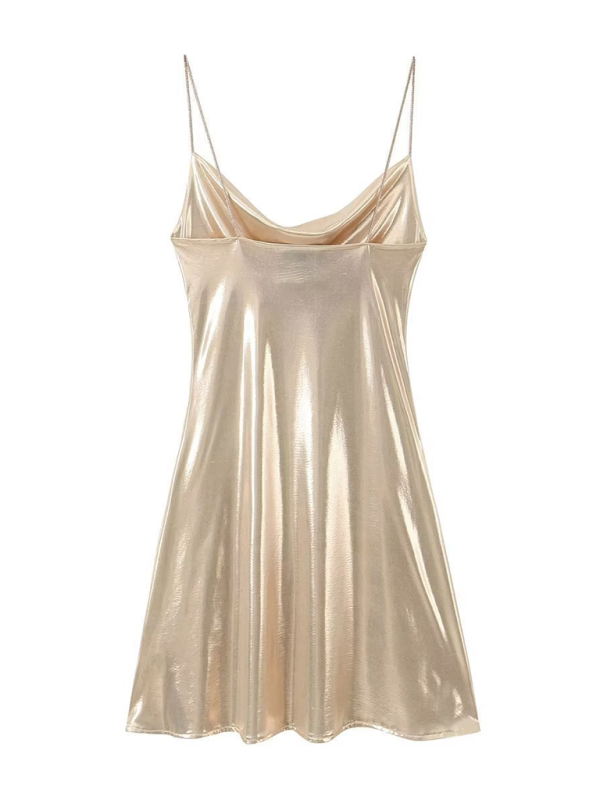 Alanah | Metallic Open Back Mini Dress with pockets